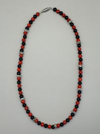Red Ceramic and Black Onyx Necklace