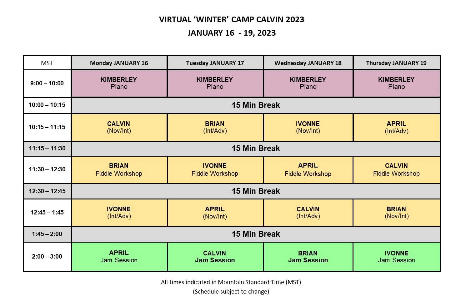 Virtual Winter Classes