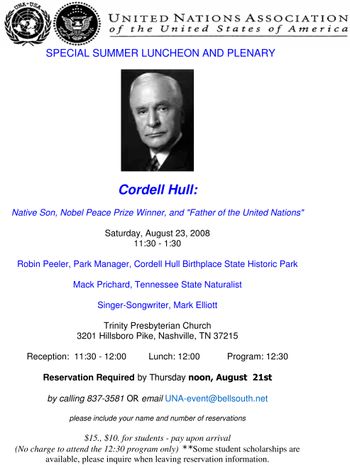 Mark Performs "Cordell" for the Un Sociaety special presentation on Sec. of State Cordell Hull
