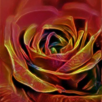 Neon Rose. Photograph and rendering by Colette
