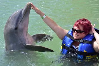 Bobbi Lynn swimming with the Dolphins in Mexico
