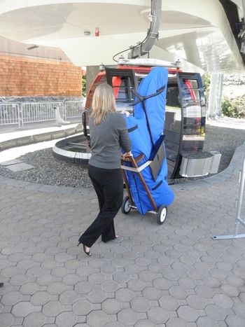 "Have harp will travel" Loading my harp onto the new gondola at Crystal Mountain for a summit wedding, July 2011
