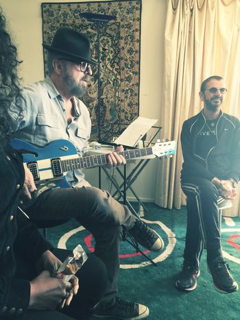 Windy recording with Ringo, also pictured, Dave Stewart and Amy Keys
