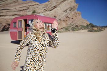 You haven't lived until you've danced in a leopard hoodie footie in 100 degree weather in the desert.
