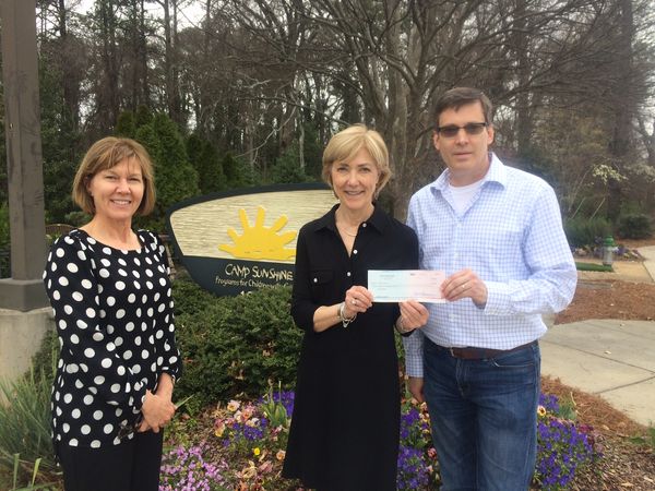 Our board member Tod Elmore presented this check for $7500 to Camp Sunshine in Atlanta, GA today! We're so thrilled to have them as one of our VERY deserving charities. Head to mycampsunshine.com for more information!