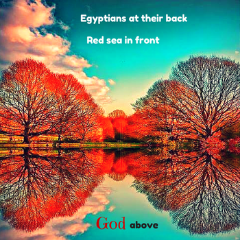 Egyptians at their back, Red sea in front. God above.
