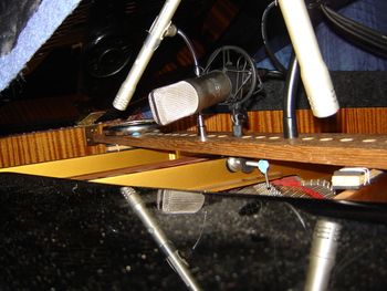 Tracking Grenadilla: Cool special gizmo Brian designed and made so we could change positions of the microphone over the piano.
