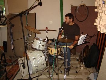 Nick Buda recording Grenadilla's "Can't Wait" at No Parking Studio, Rosendale, NY August 2011
