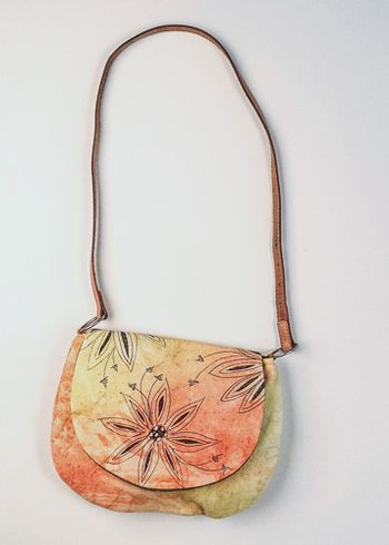 Hand painted fabric with belt strap
