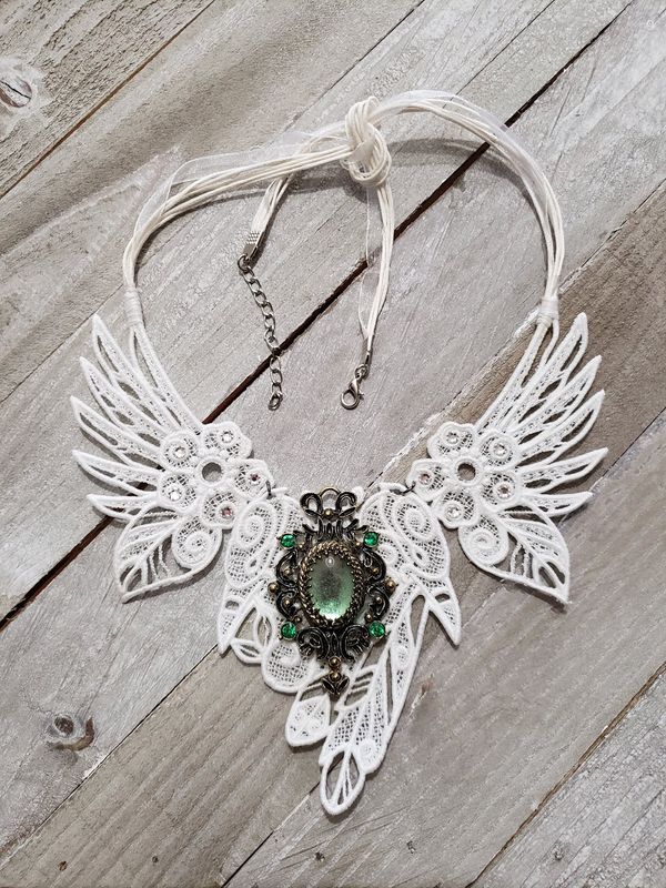 Free Standing Lace Necklace " Wings"