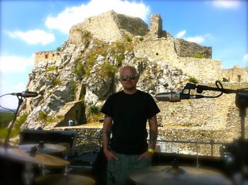 Badass Gordon Townsend with his kit and castle in Slovakia
