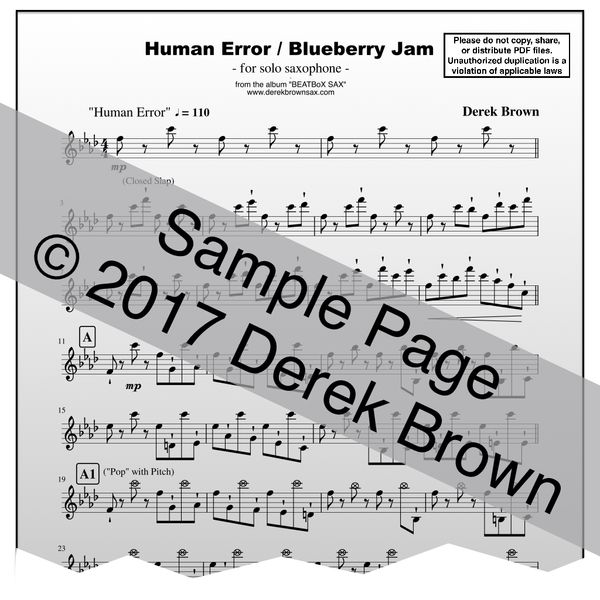 "Human Error / Blueberry Jam" (solo) Sheet Music PDF