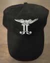 Black Embroidered Hat w/ metal clasp (unstructured)