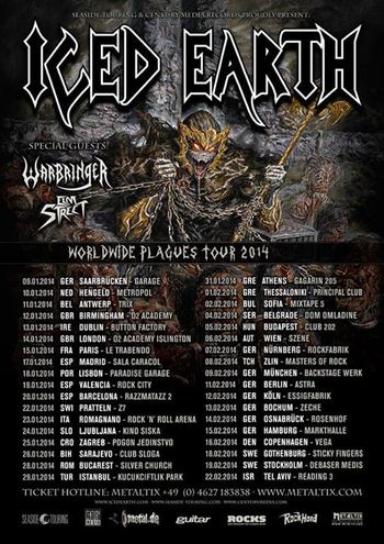 Iced Earth European tour Jan. 9 - Feb. 19, 2014
