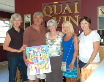 Lisa & Rob Quai, Sharron Russell, Kim Yuhasz & Marcia Pensa.  Artwork gift by Darryn Rae of Raeart, entitled "Wine Time"!
