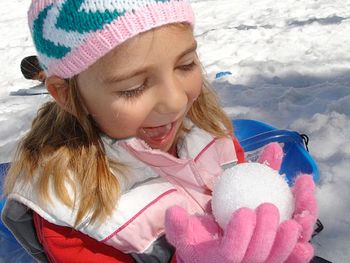 Sophia with a snowball!
