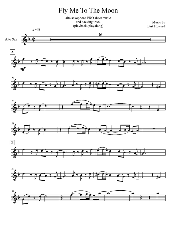 Fly Me To The Moon Alto Sax Pro