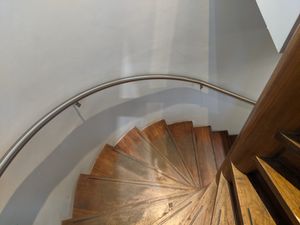 The staircase down to the Pissarro family gallery