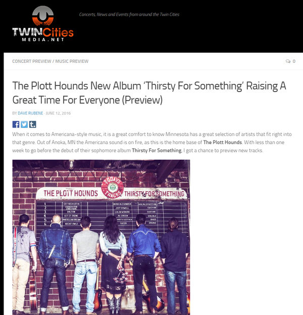 Twin Cities Media Reviews "Thirsty For Something"
