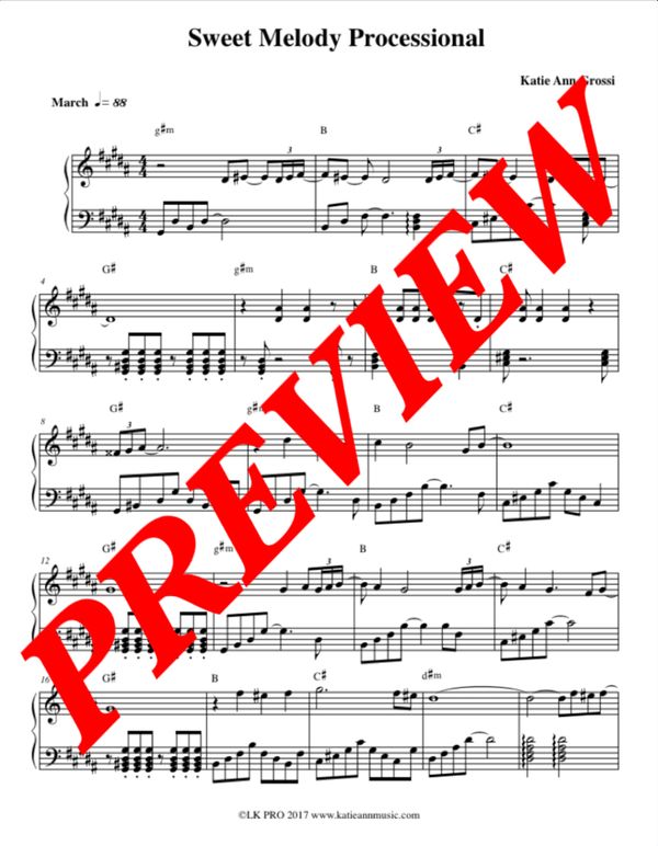 Sheet Music Sweet Melody Processional- Piano 