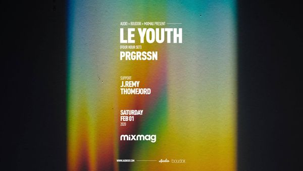 Audio, Mixmag, and Boudoir. present Le Youth at Audio on February 1st. Mixmag will be coming in to live stream the show and capture the vibe.

For table reservations, please call/text 415-745-6259 or e-mail reservations@audiosf.com

Delve into a new world of Le Youth sounds in 2020. With releases on Lane 8's label, This Never Happened, Le Youth is poised to make a big splash with his new music

Support by J.Remy

21+