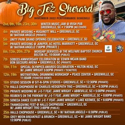 “Big Tez” Sherard Performance Schedule 