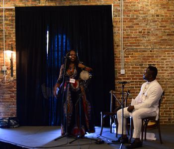 Photo by Ramsey Mathews ~ Music & fiction! at the Word of South Festival -  Tosinger and Iheoma Nwachukwu.
