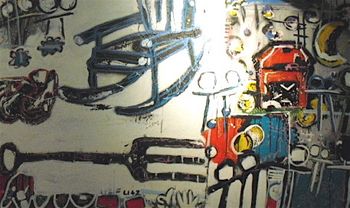 " My soul doesn't fit in this town. But yours definitely does." 36" X 60" mixed media. $2500.00
