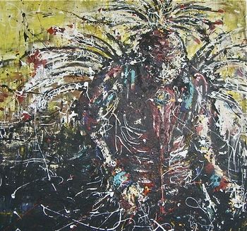 The Chicken dancer mixed media 60" X 60" SOLD
