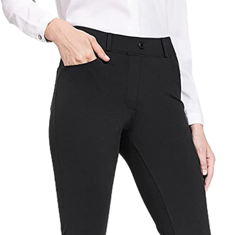 Comfortable Dress Pants: Pull-on style. Stretchy, soft, and non see-through fabric with elastic waist provide you all-day comfy and won't bunching or sliding down.