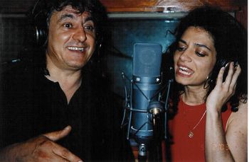 With Alfio Antico at Alfa Music Studios, Rome, Italy, May 2003
