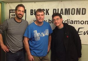 Crowboy with radio host Mark Diamond in Newtongrange, Scotland.