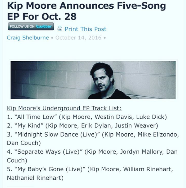 Check out a song Jordyn wrote on Kip Moore's EP!