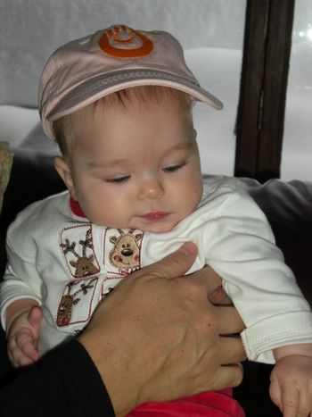 Baby in her hat, which I gave her for Christmas
