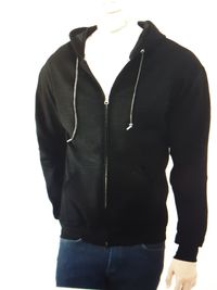 Black Full Zip Up Hoodie with White Print on back
