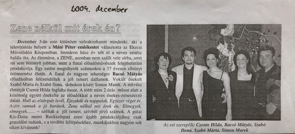 EKECSI-APÁCASZAKÁLLASI HÍRNŐK - DECEMBER 2004