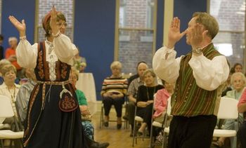 Glenna and Karl Pearson, of Park Ridge, Illinois, danced to Julane's music and demonstrated traditional Norwegian dances to the crowd.
