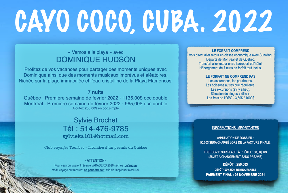 CAYO COCO 2022 - VAMOS A LA PLAYA avec DOMINIQUE HUDSON