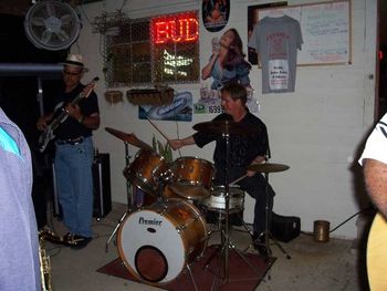 Floyd filling in on drums for the Voodoo Band
