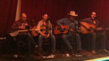 L to R: Pete & Crystal Damore of Ordinary Elephant, Chuck, and Tanner Miller at Red Brick Bar Norman, OK
