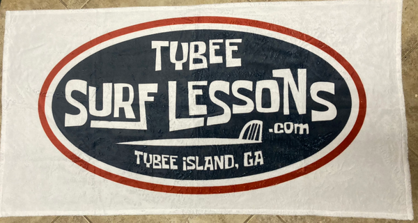 Red and Blue Tybee Surf Lesson Logo printed on a white 27" x 55" Beach Towel. (50% cotton, 50%) cotton. $35

"TSL Logo Towel"

*Color in demo picture may vary from actual towel color.