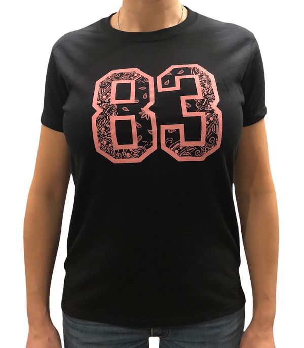 T-shirt 83 bandana noir/rose (Femme)