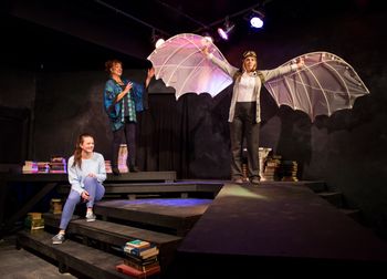 ELEEMOSYNARY: Artie takes flight as Echo and Dorothea watches  Photo Courtesy: Brian Paulette
