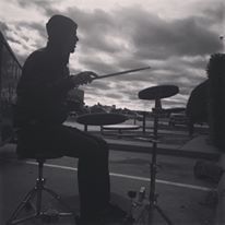 Practicing in a parking lot on tour

