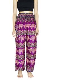 Smocked Waist Harem pants (Purple Elephant)
