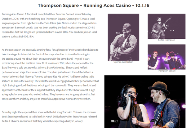 Thompson Square w/ Jake Nelson 10-1-16  
Sound Stage Media Show Review 