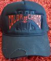 Color of Chaos All Black w Red Distressed Trucker Hat