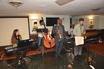 Brookfield Jazz Society Invites the Chris Davis Jazztet: Chris Davis (tpt), Lara Driscoll (piano), Casey Fitzpatrick (tnr sax), Jeremiah Hunt (bass), Alphonzo Jones (drums), Photos by Marc from Brookfield Jazz Society (www.BrookfieldJazz.com)
