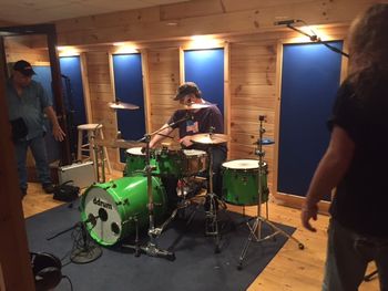 Setting up drums with Mill Town
