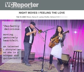 "Perfectly delicious. moving...genuinely heartfelt. as talented a storyteller as she is a singer and guitarist." The Ventura County Reporter raves about "Licity's Love Fest" show at Namba Performing Arts Space